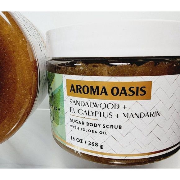 2 Bath & Body Works AROMA OASIS Sugar SCRUB SANDALWOOD EUCALYPTUS MANDARIN 13oz - Picture 8 of 8